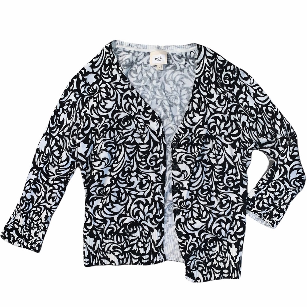 Eci New York Black and White Cardigan